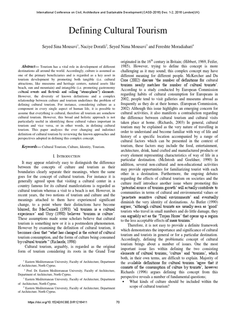 Defining Cultural Tourism PDF | PDF | Tourism | Identity (Social Science)