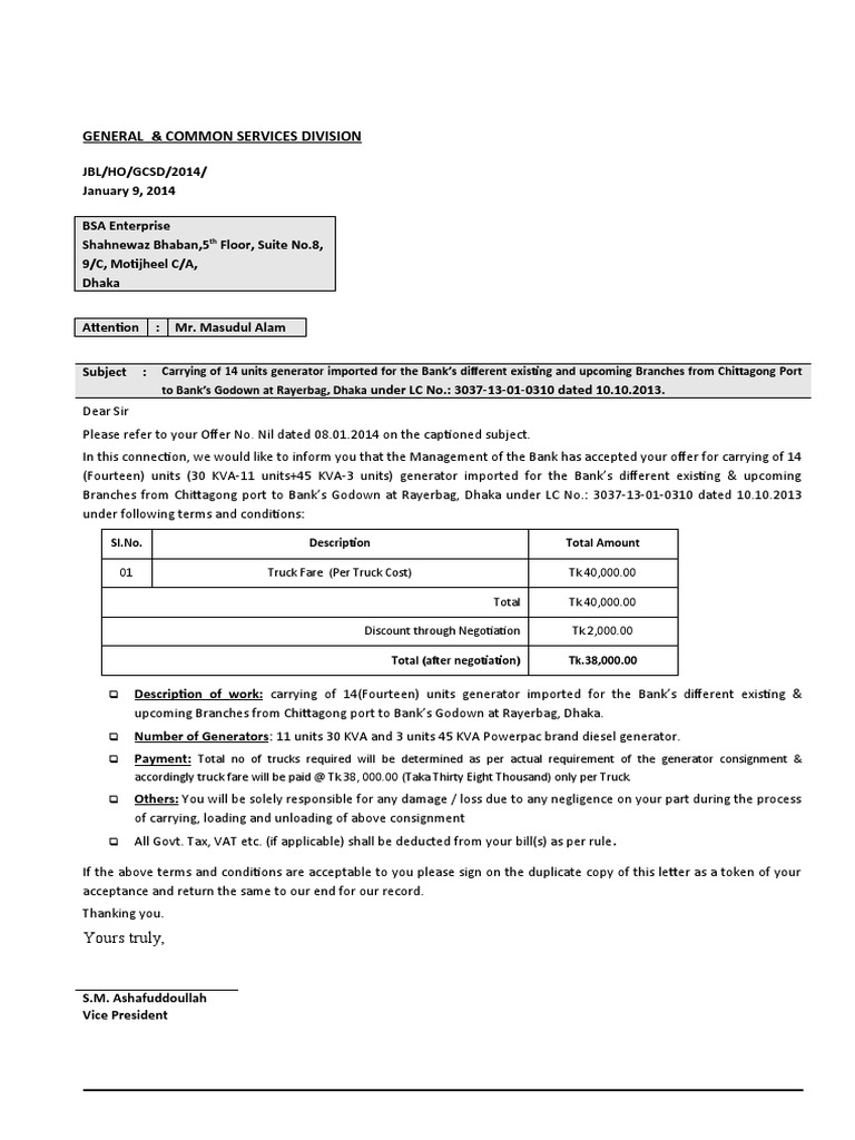 Generator Transport Agreement Details | PDF | Services (Economics ...