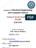 School of Electrical Engineering and Computer Science: Linear Circuit Analysis EE109