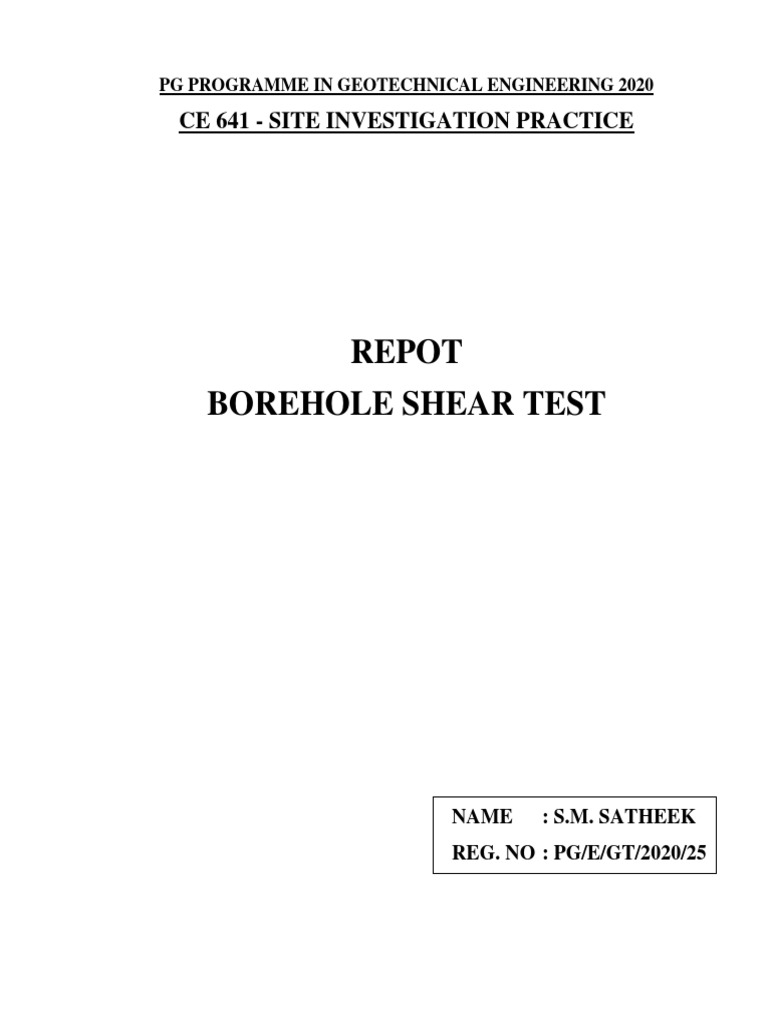 Borehole Shear Test Report | PDF | Mechanical Engineering | Mechanics