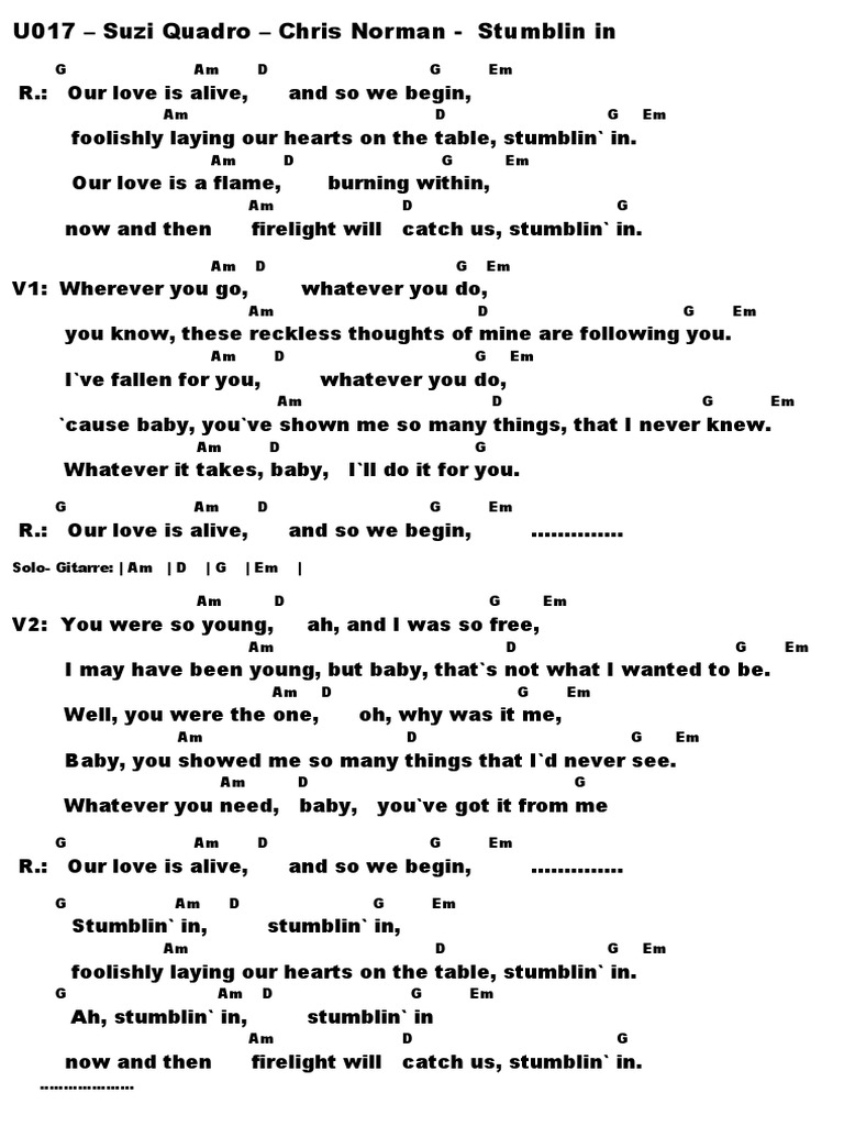 Stumblin' In Lyrics and Chords | PDF