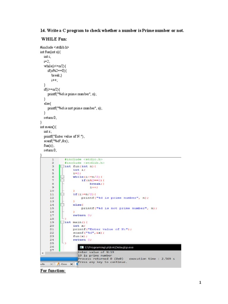 Write A C Program To Check Whether A Number Is Prime Number or Not ...