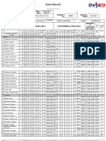 Class Record: Region Divisi ON School Name School ID School Year