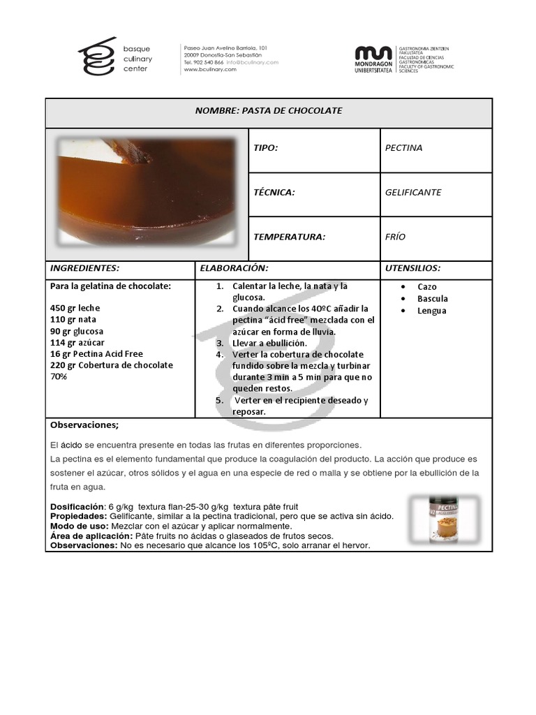 Pasta de chocolate casera con pectina acid free PDF