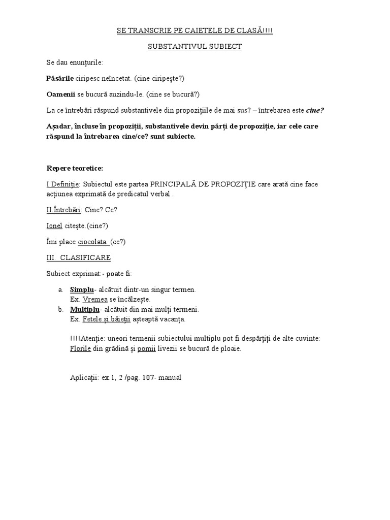 Substantivul Subiect | PDF