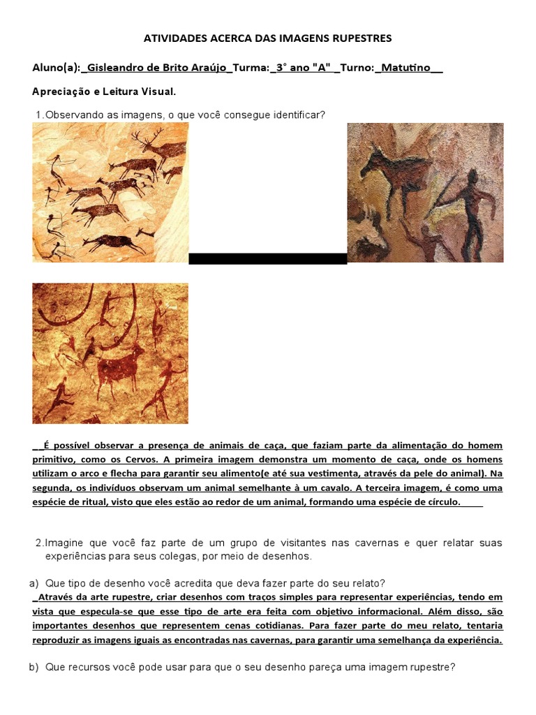 2 Atividade Sobre As Imagens Rupestres | PDF | Arte Rupestre | Imagem