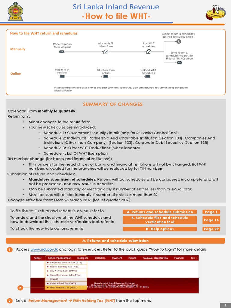 How To File WHT-: Summary of Changes | Download Free PDF | Withholding ...