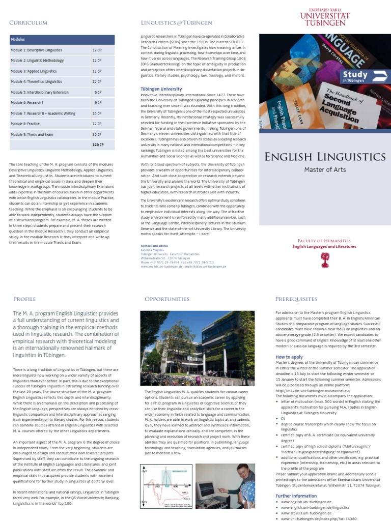 English Linguistics Linguistics at Tübingen Curriculum PDF