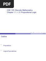 CSE 103: Discrete Mathematics Chapter 1.1.-1.3: Propositional Logic