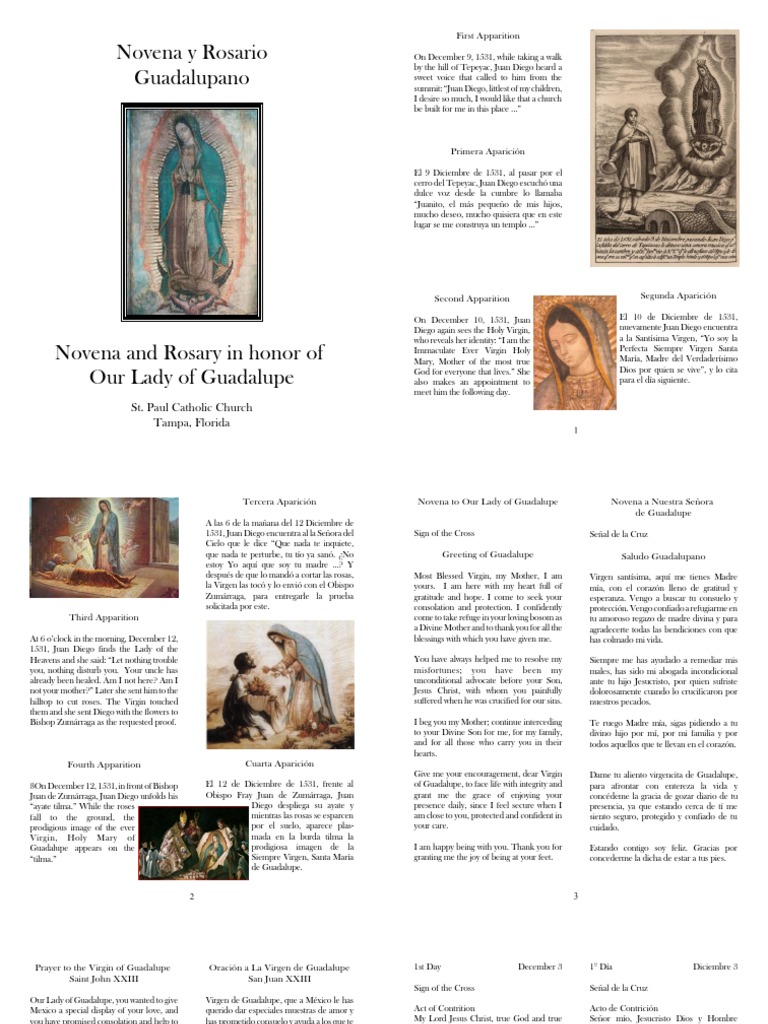 Novena To Our Lady of Guadalupe - Bilingual - 2018 - Rosary | PDF ...