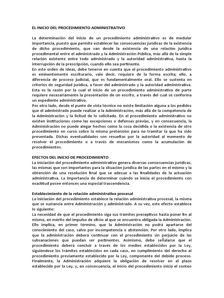 El Inicio Del Procedimiento Administrativo | PDF | Ley procesal | Gobierno
