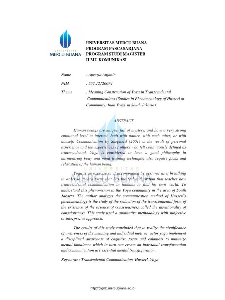 Universitas Mercu Buana Program Pascasarjana Program Studi Magister ...