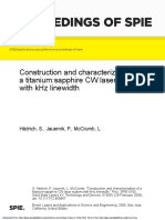 Construction and Characterization of A Titanium:sapphire CW Laser System With KHZ Linewidth