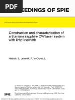 Construction and Characterization of A Titanium:sapphire CW Laser System With KHZ Linewidth