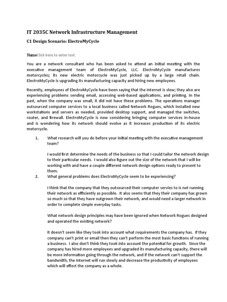ElectroMyCycle Network Upgrade Strategy | PDF | Outsourcing | Computer ...