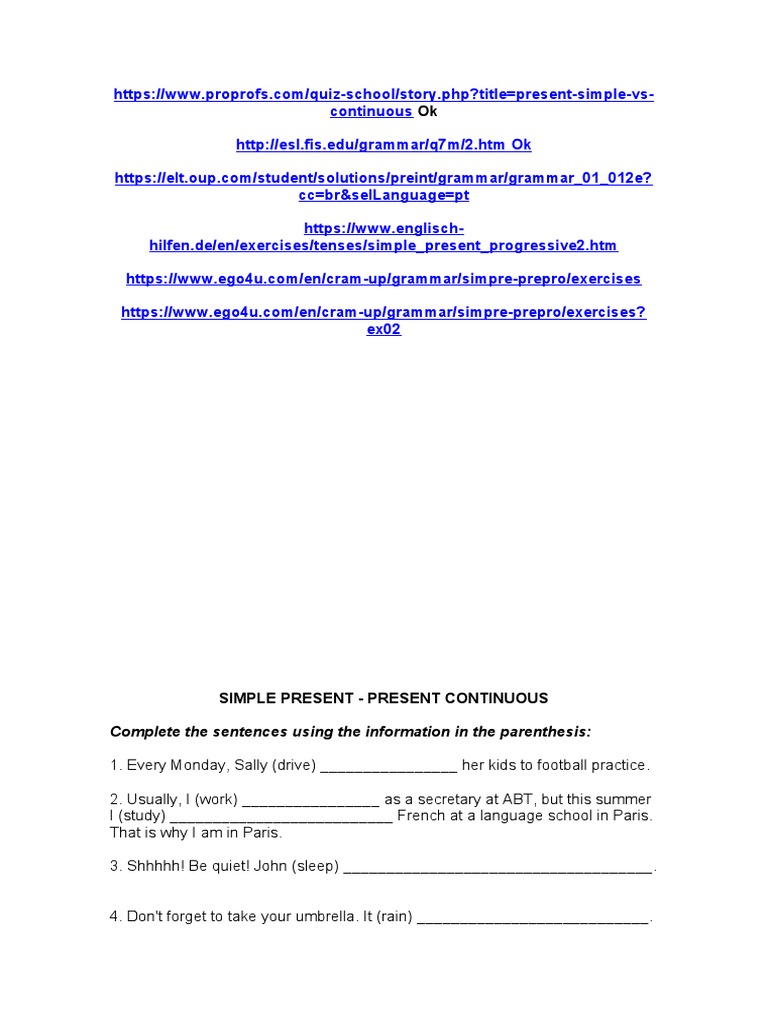 Simple Present Pres Cont Students | PDF | Foreign Language Studies ...