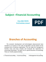 Subject - Financial Accounting: Class-Bba Firstb Prof - Snehlata Jaiswal
