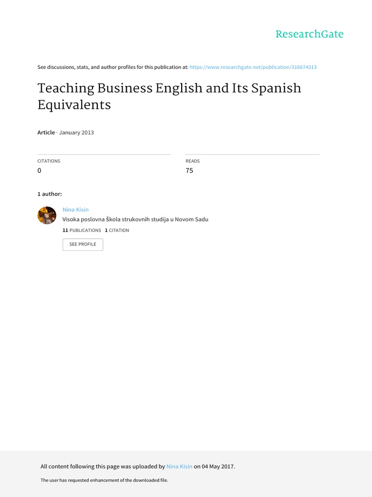 Teaching Business English and Its Spanish Equivalents: January 2013 ...