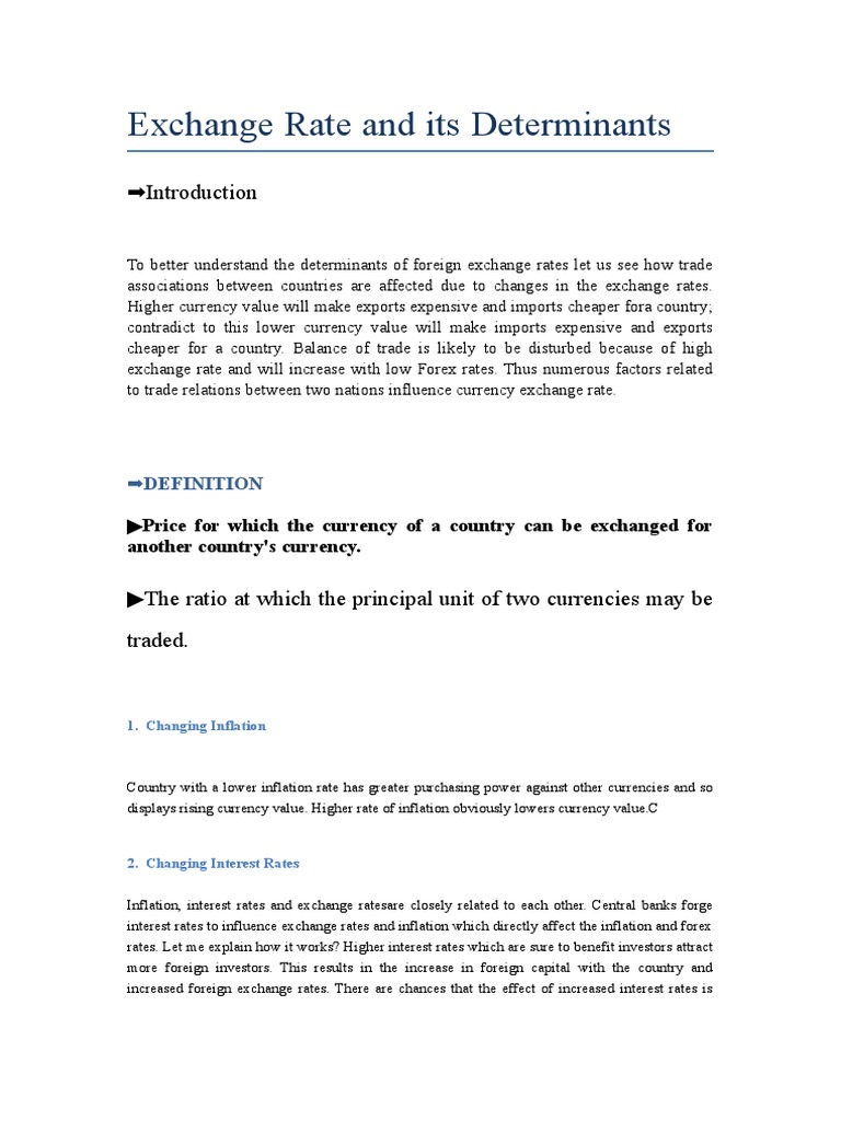 Determinants of Foreign Exchange Rates | PDF | Exchange Rate | Balance ...