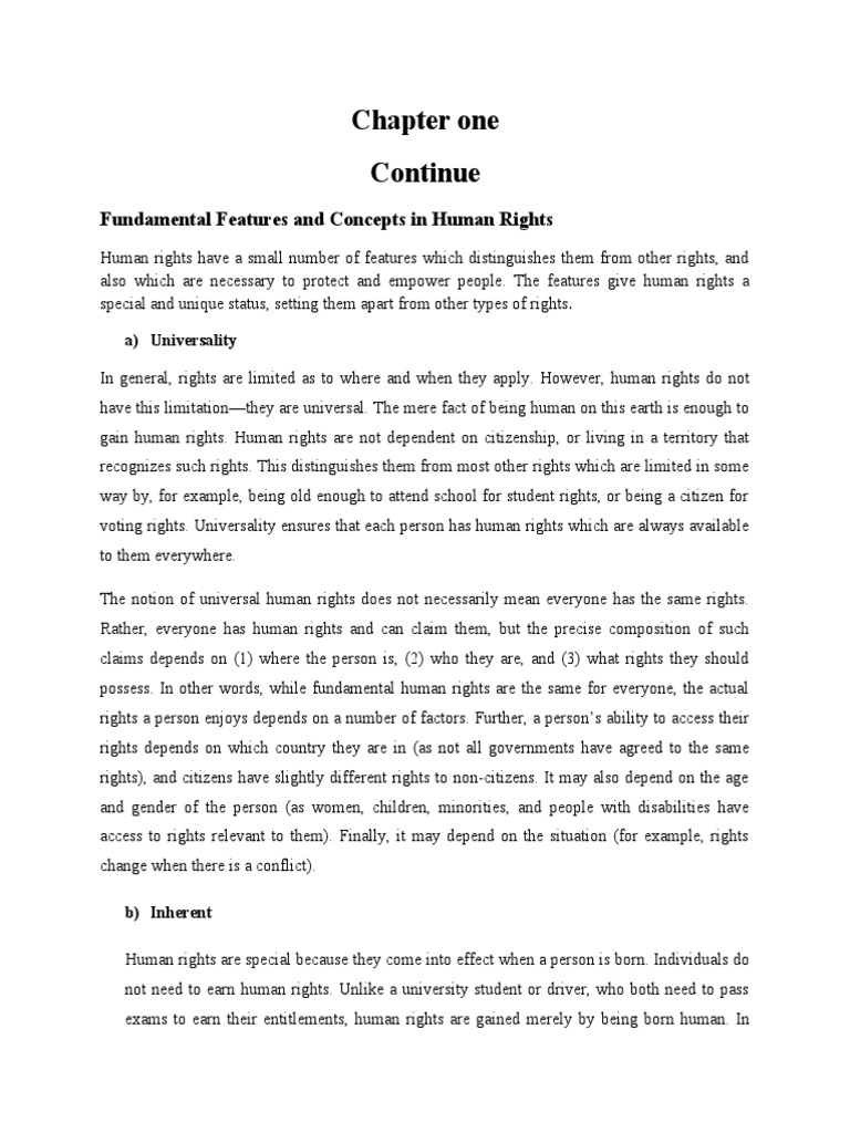 Chapter One CONTINUE | PDF | Human Rights | Rights