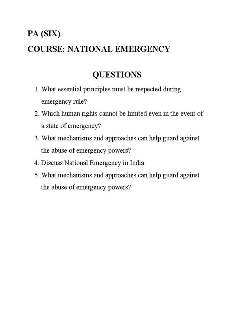 National Emergency Principles and Rights | PDF