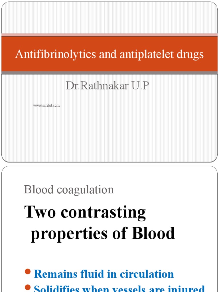 Antifibrinolytics and Antiplatelet Drugs | PDF | Coagulation | Blood