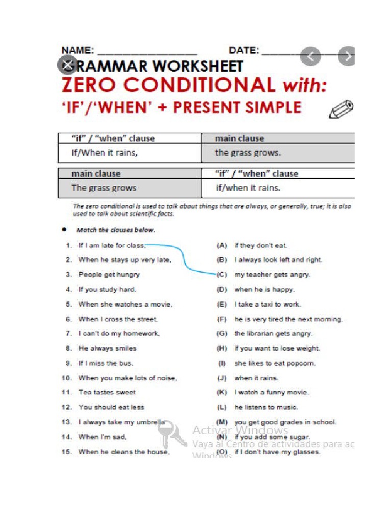 Zero and First Conditionals Exercises | PDF