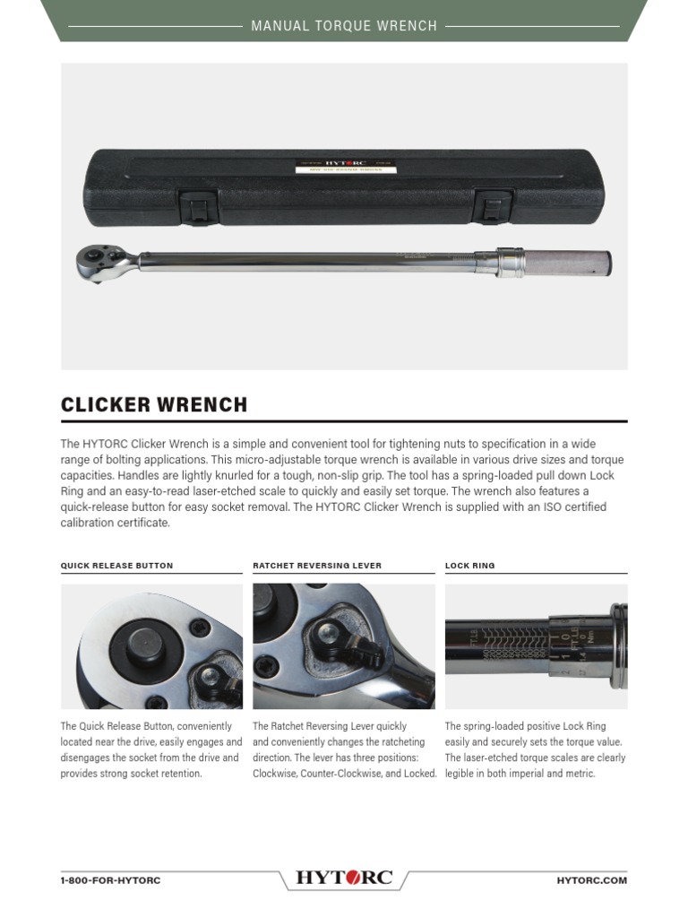 Clicker Wrench Quick Release Button Ratchet Reversing Lever Lock Ring