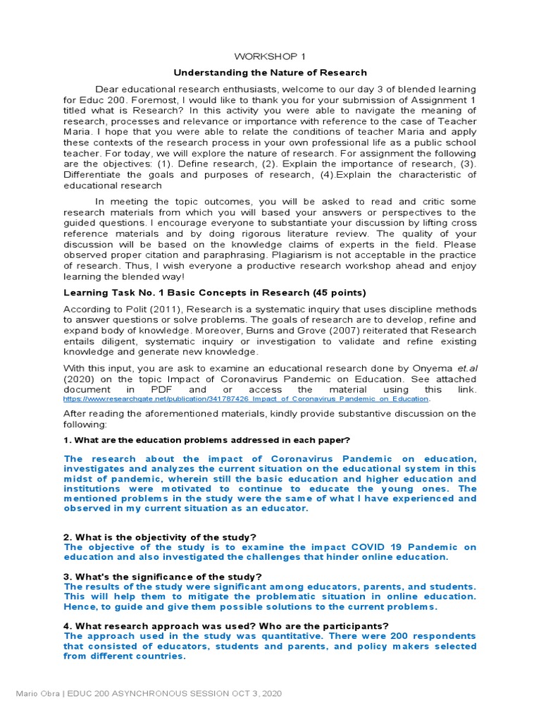 WORKSHOP 1 - Nature of Research | PDF | Qualitative Research ...