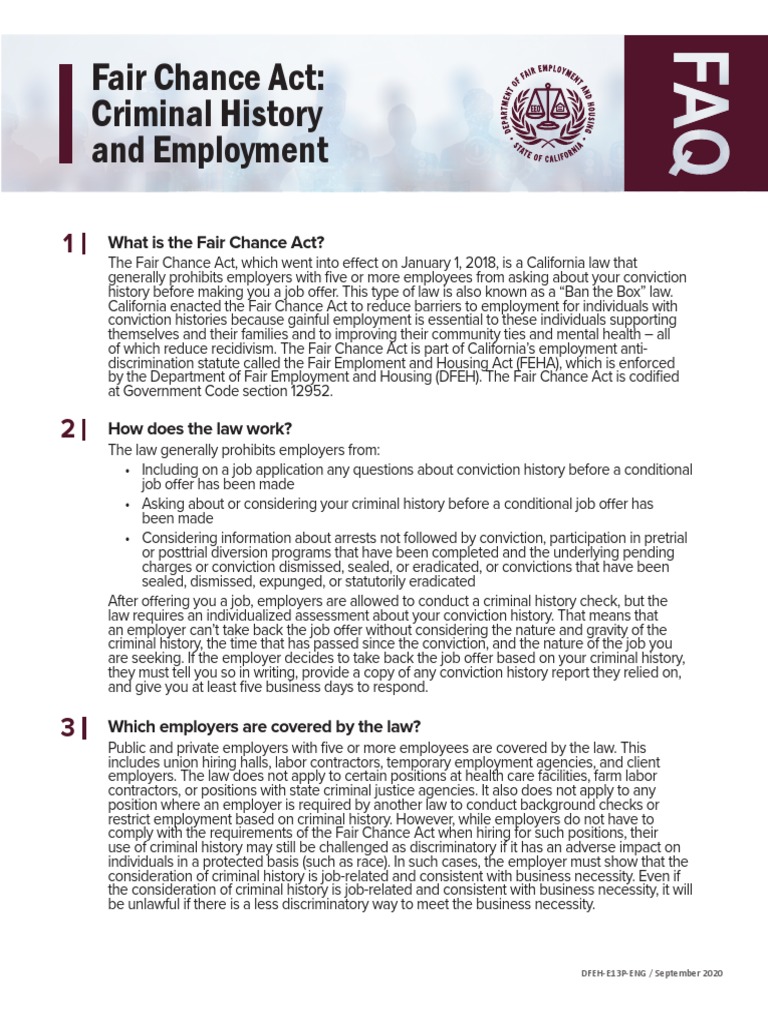 Fair Chance Act PDF Criminal Record Felony