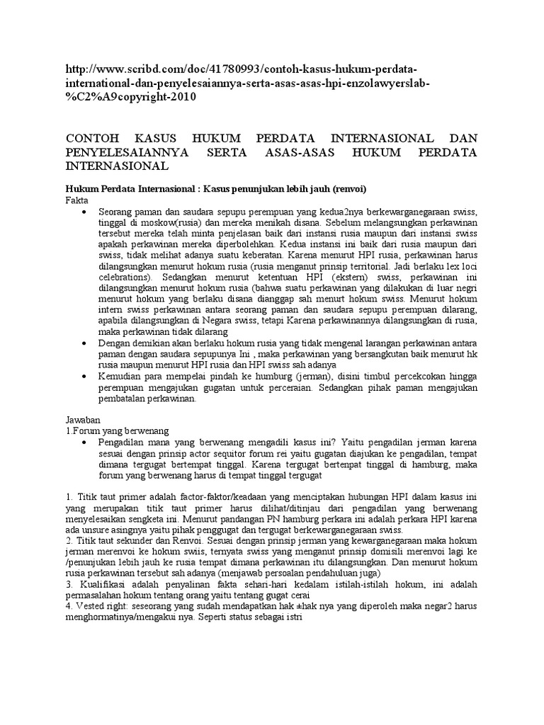 Contoh Kasus Hukum Perdata