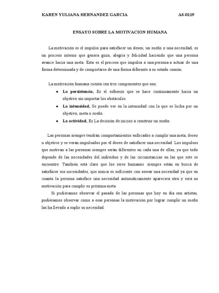 Ensayo Sobre La Motivacion Humana | PDF
