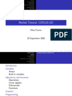Matlab Tutorial, CDS110-101: Elisa Franco