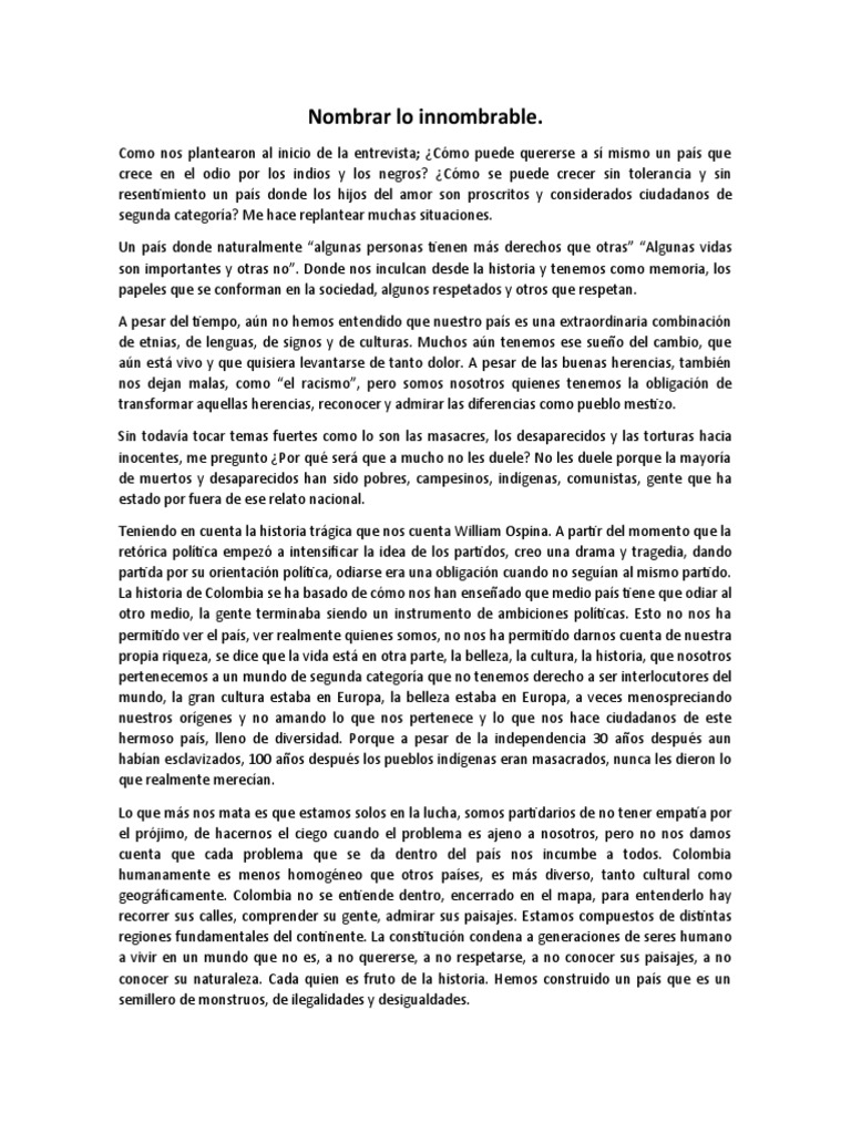 Nombrar Lo Innombrable | PDF | Colombia