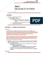 LAW ON SALES - Obligations of The Vendor - Notes