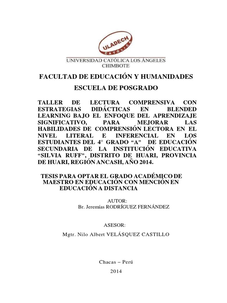 Blended Learning Rogriguez Fernandez Jeremias PDF | PDF | Comprensión  lectora | Educación primaria