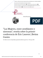 "Las Mujeres, Entre Semblantes y Síntomas", Reseña Sobre La Primer Conferencia de Éric Laurent - Betina Ganim - ESCUELA LACANIANA DE PSICOANÁLISIS