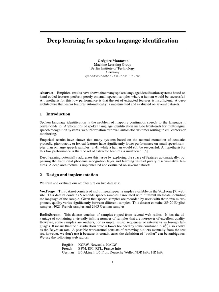Deep Learning in Language ID Systems | PDF | Artificial Neural Network ...