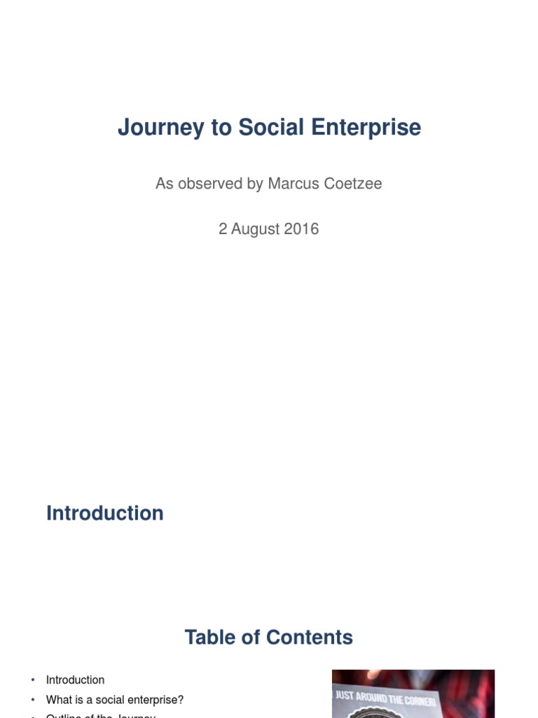 Marcus Coetzee on Social Enterprise Journey | PDF | Nonprofit ...