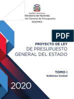 Proyecto de Ley de Presupuesto General Del Estado 2020 Tomo I