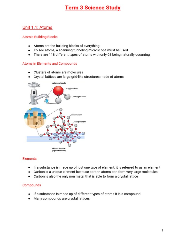 Term 3 Science: Atoms, Elements, Acids | PDF | Radioactive Decay | Atoms