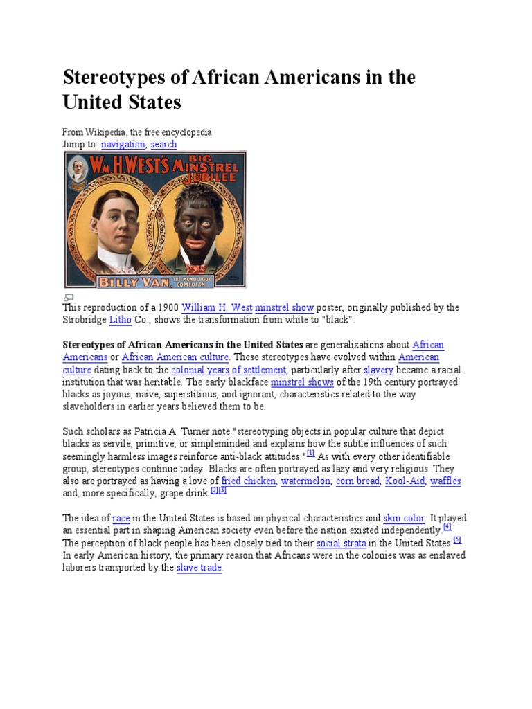 African American Stereotypes Explained | PDF | Minstrel Show | Stereotypes