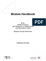 Module Handbook: M.Sc. Medical Physics With Distinction in Radiotherapy and Biomedical Optics Medical Faculty Mannheim