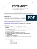 Information Systems Audit Class Assignment: Answer Sheet