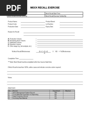 Mock Recall form