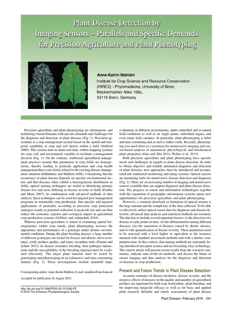 Plant Disease Report Pdf Pdf Infrared Remote Sensing