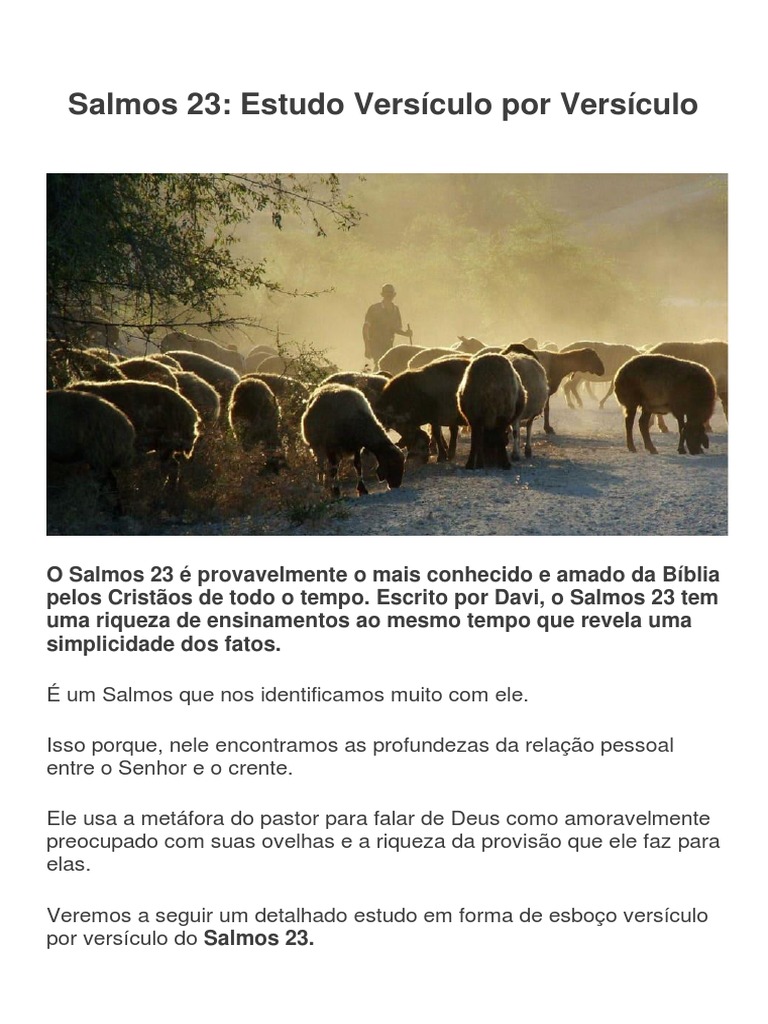 Estudo do Salmo 23 Versículo a Versículo | PDF | Salmos | Deus