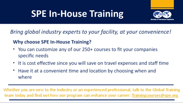 SPE Global Training Program | PDF | Career & Growth