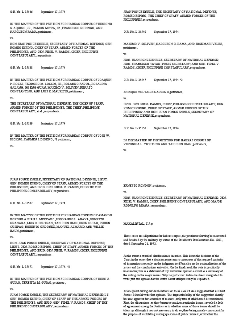 Aquino Vs. Enrile 59 Scra 183 1974