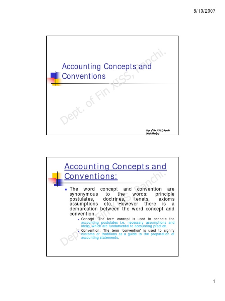 Accounting Concepts and Accounting Concepts and Conventions | PDF